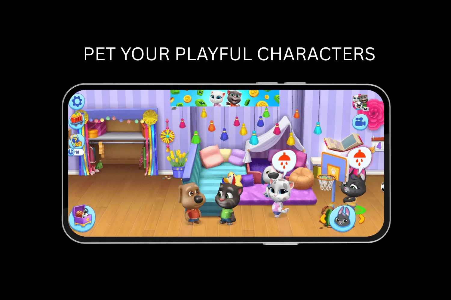 Pet your playful characters