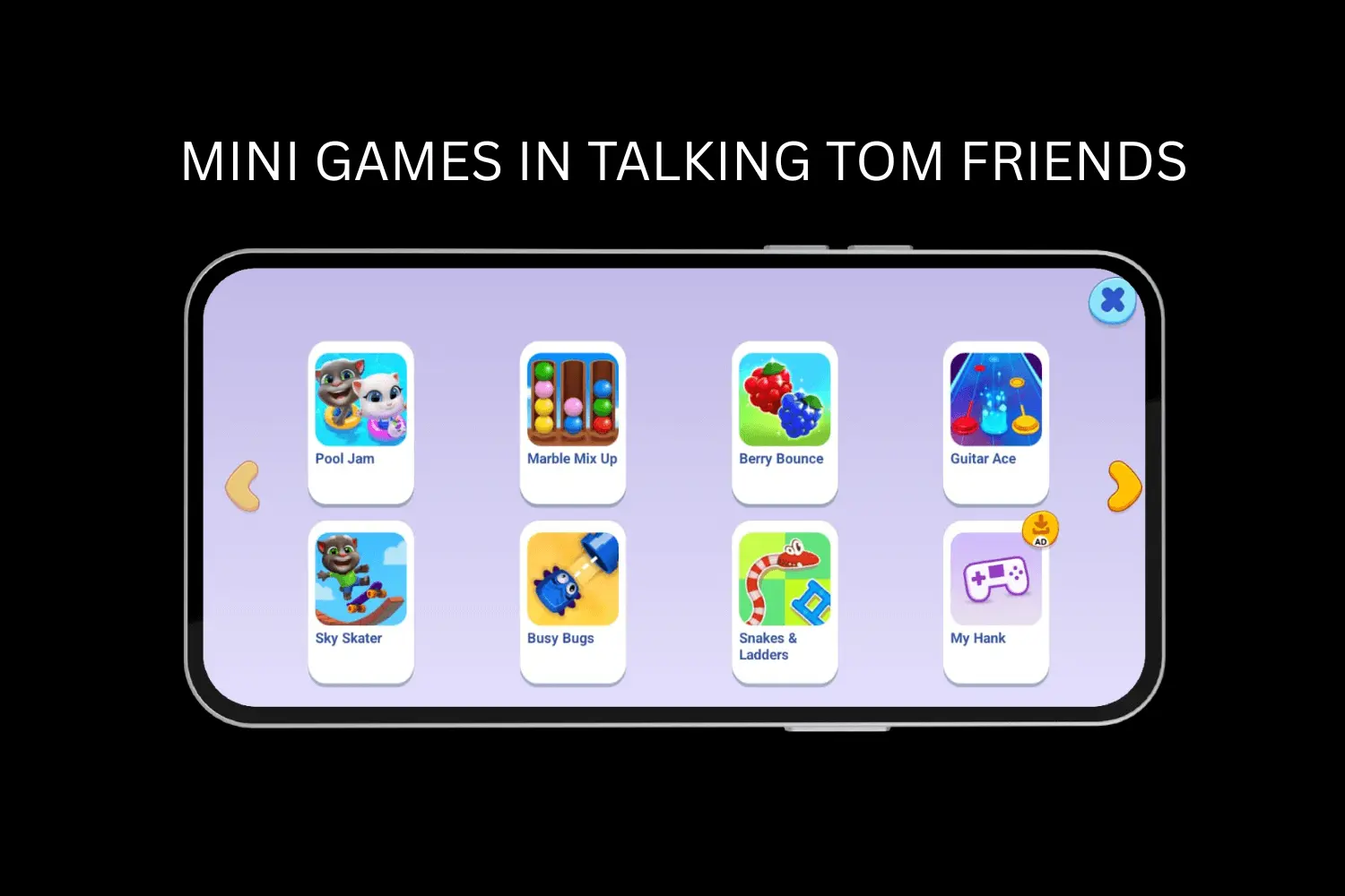 mini games in talking tom friends